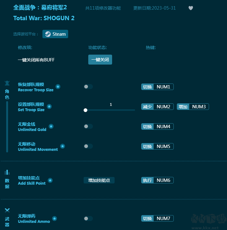 全面战争幕府将军2修改器