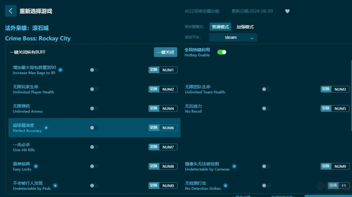 法外枭雄：滚石城二十二项修改器