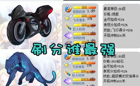 天天酷跑闪电豹与暗影战车对比,哪个更胜一筹?